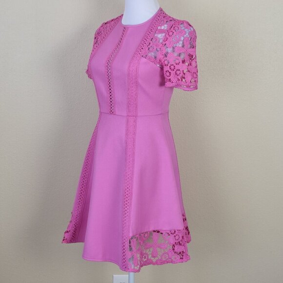 ASOS Crochet Lace Fit and Flare Pink Dress - 4 - Picture 4 of 10